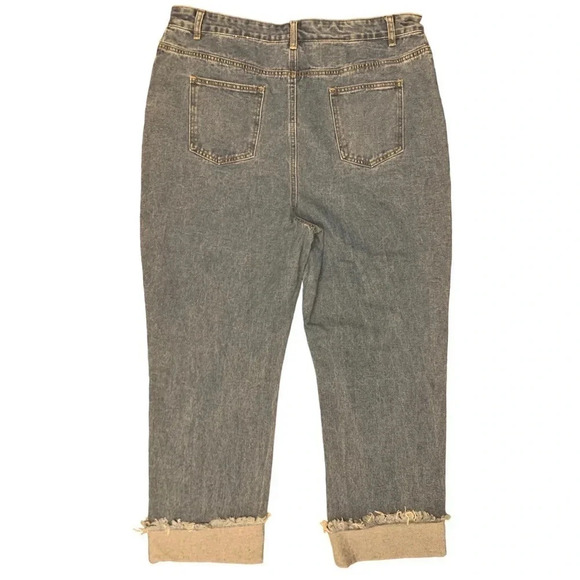 NWT Boohoo Plus Asymmetric Waistband Straight Leg Jeans Size 14 - Picture 8 of 14